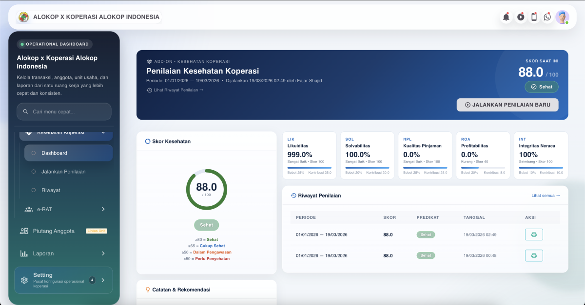 Cek Kesehatan Koperasi Realtime