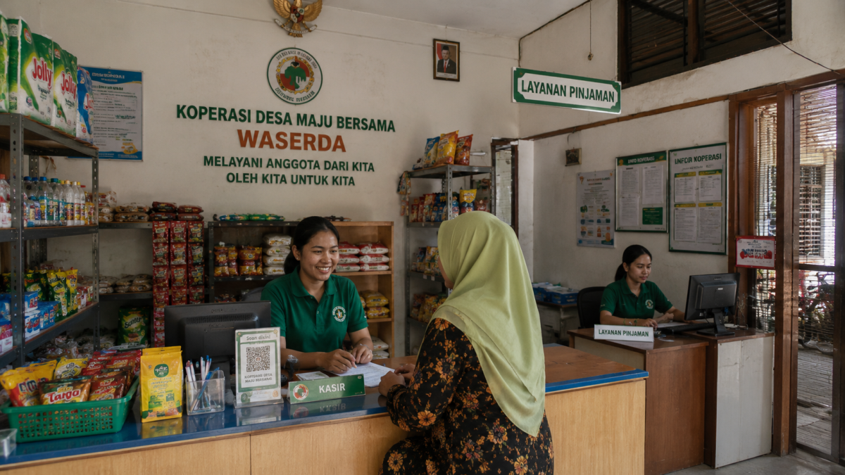 Dashboard aplikasi koperasi serba usaha yang menampilkan multi unit usaha simpan pinjam toko dan PPOB dalam satu sistem