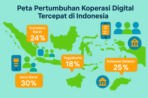 Infografis pertumbuhan koperasi digital per provinsi Indonesia