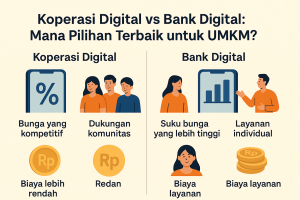 Apa bedanya koperasi digital dan bank digital bagi UMKM? Temukan kelebihan, kekurangan, dan siapa yang lebih menguntungkan secara finansial dan komunitas di artikel ini!