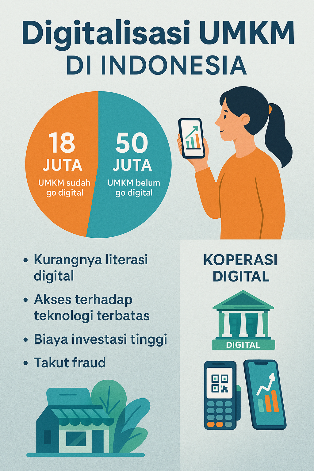 Infografis digitalisasi UMKM Indonesia dan peran koperasi digital